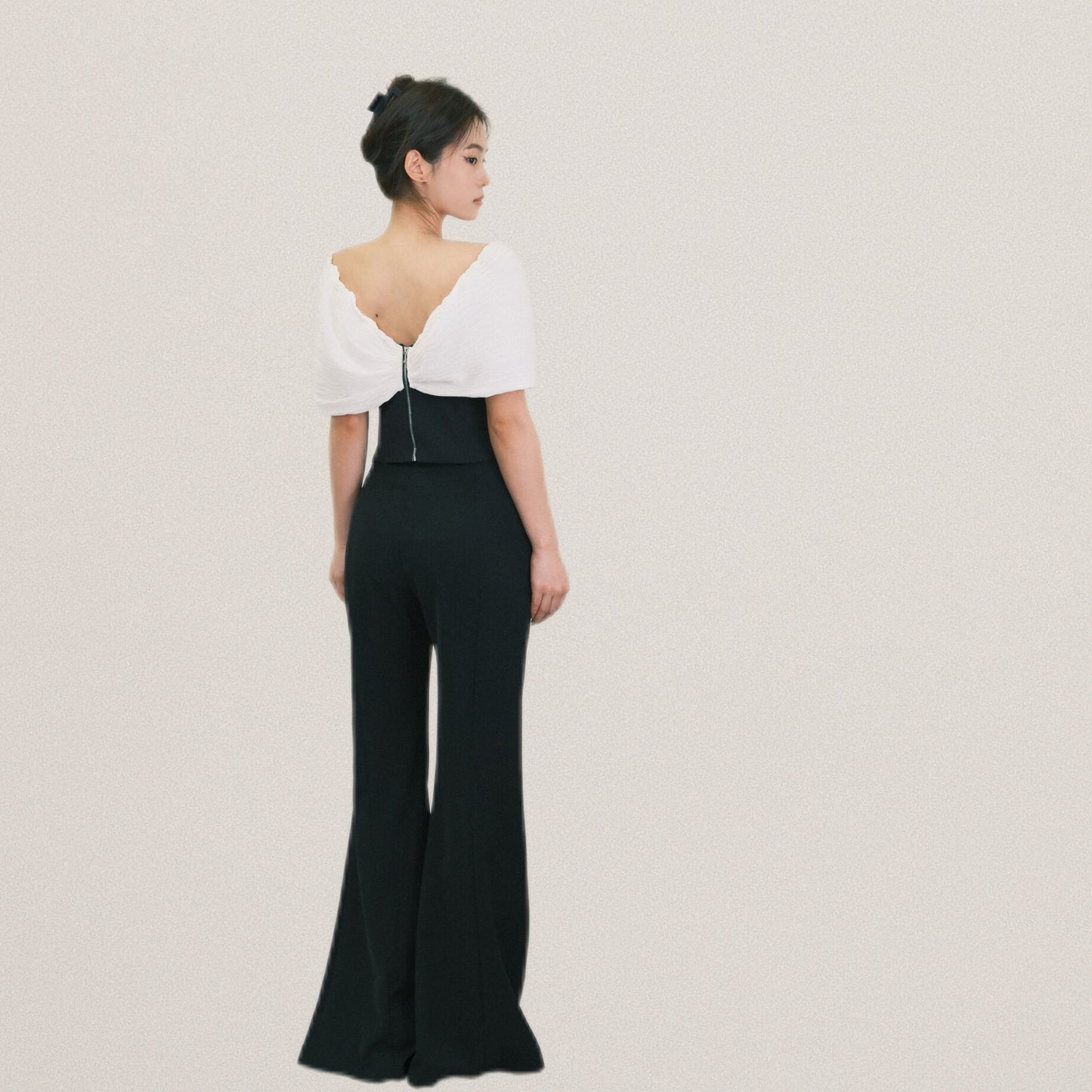 Off-Shoulder Textured Cape Top with Crystal Detail